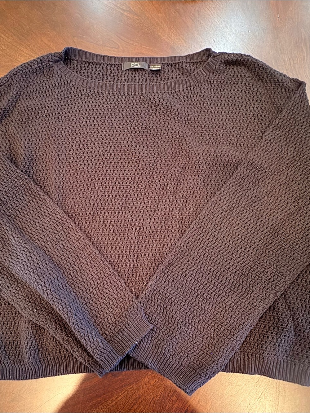 RDI Black Crewneck Textured Knit Sweater